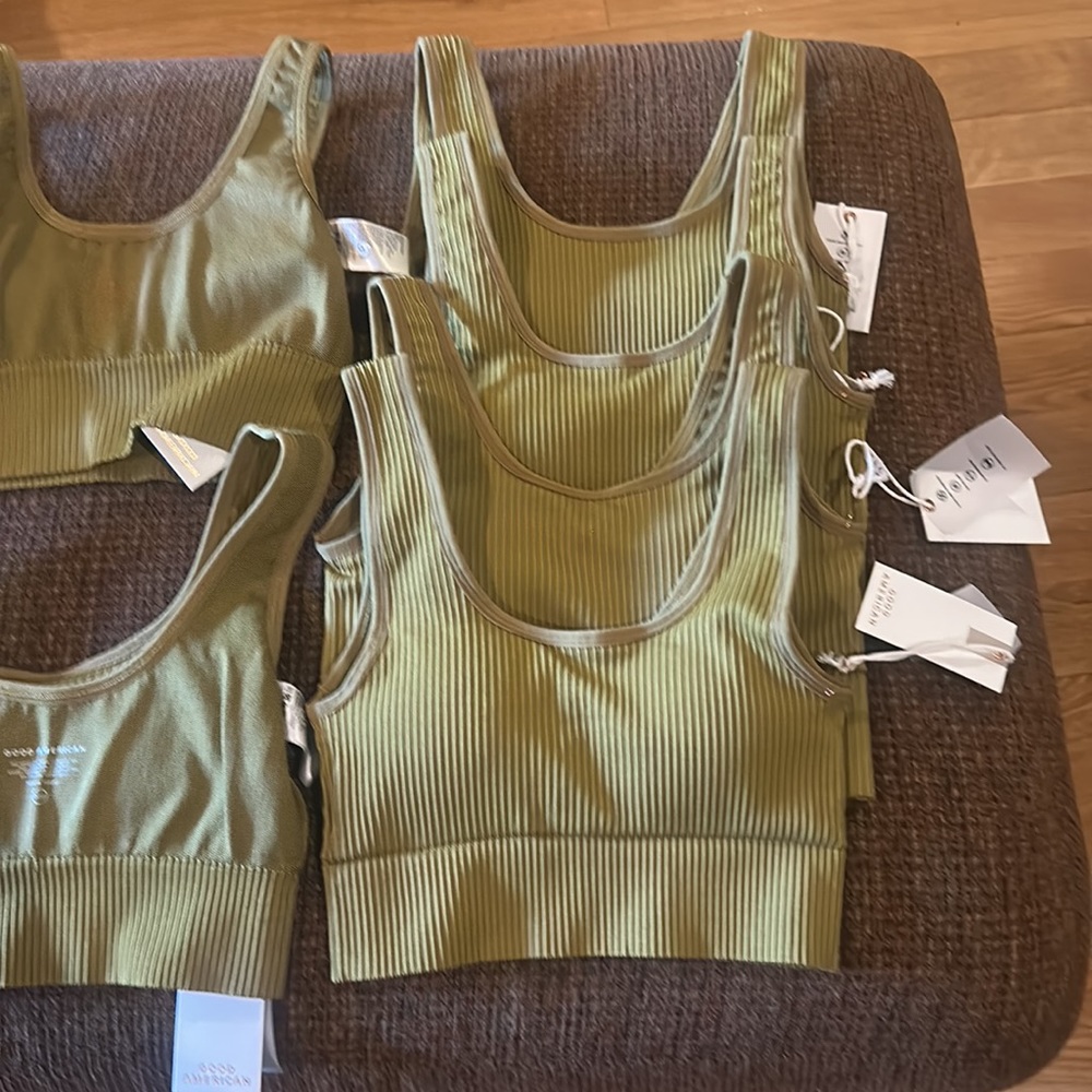Good American Compression Sports Bra Ribbed Seamless Padded - Picture 13 of 14